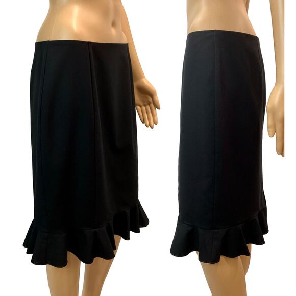 Trina Turk BLACK Pencil Skirt Flounce Hem | STRETCH | size 6 - Picture 8 of 9
